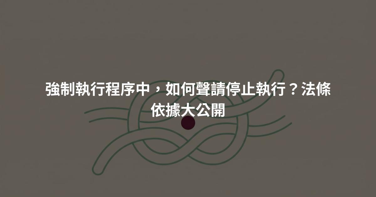 強制執行程序中，如何聲請停止執行？法條依據大公開