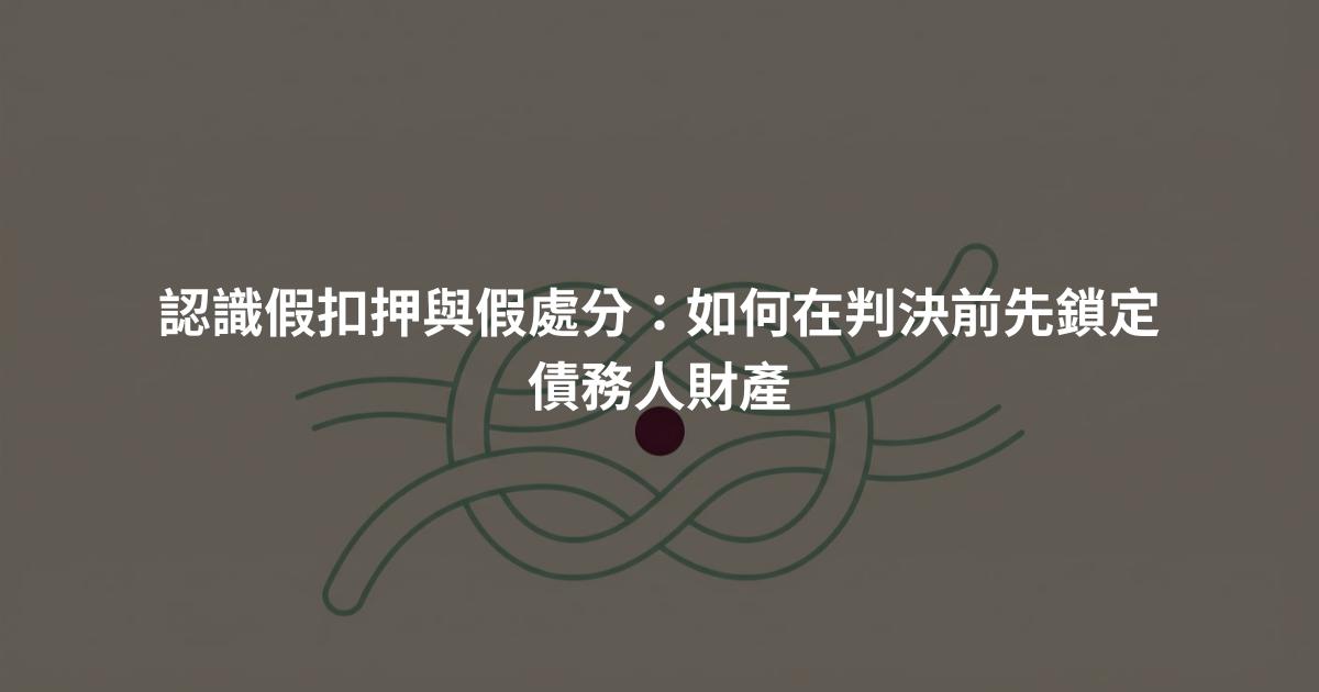 認識假扣押與假處分：如何在判決前先鎖定債務人財產