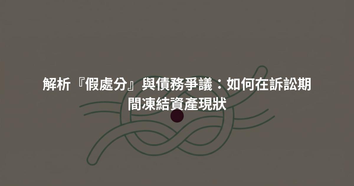 解析『假處分』與債務爭議:如何在訴訟期間凍結資產現狀